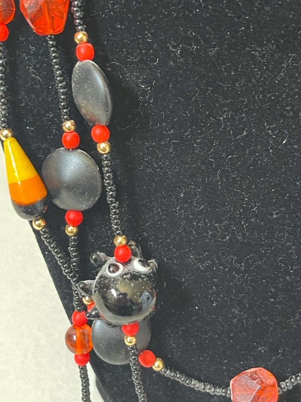 Handcrafted Red and Black Beaded Multi-Strand Necklace - Women Jewelry - Picture 6 of 7